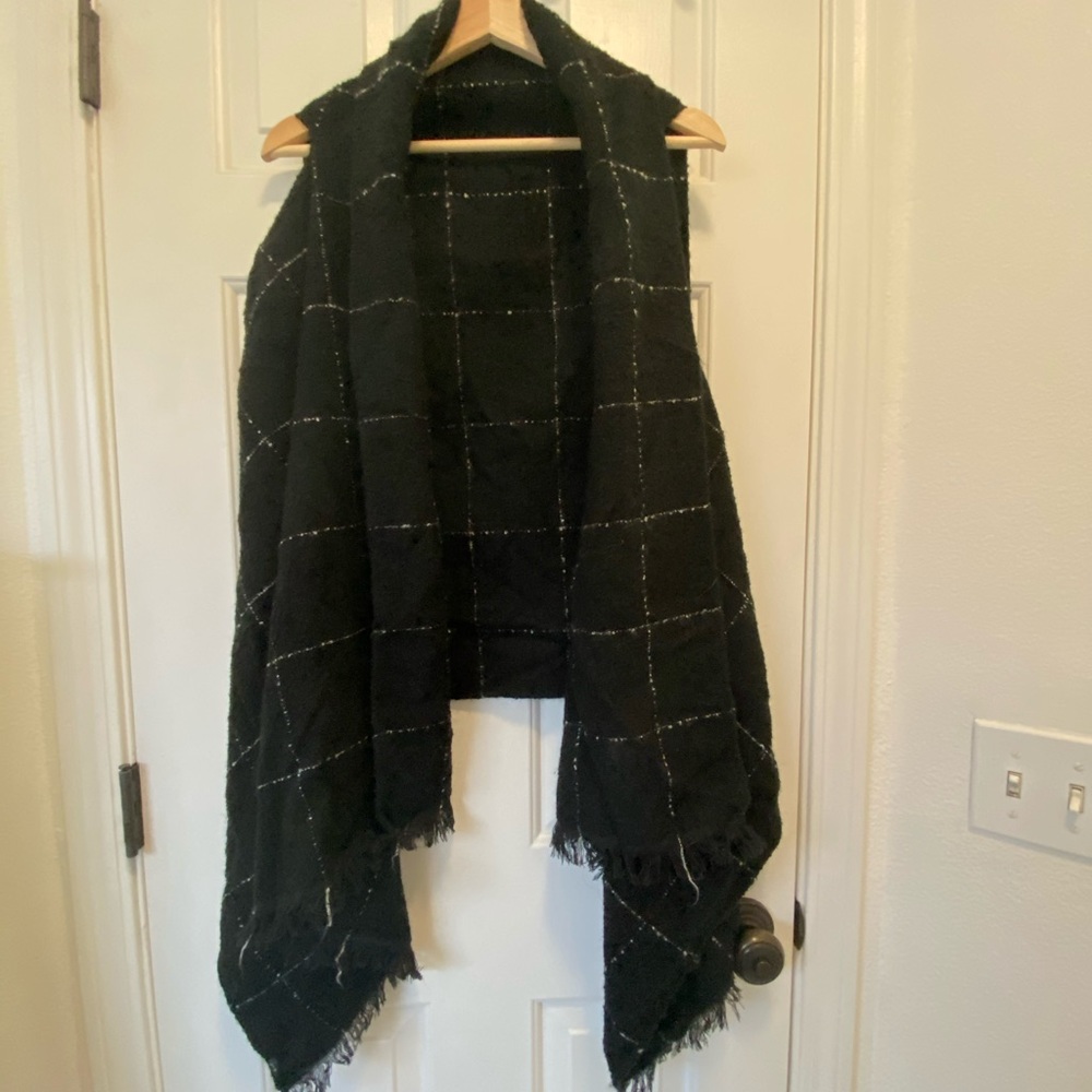 Black open cardigan